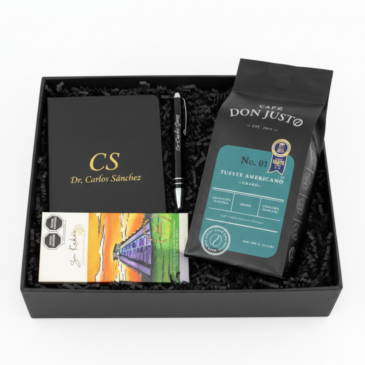Caja Café y Escritura Personalizada, detalle del contenido