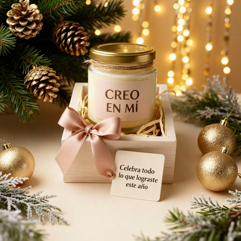 Vela corporativa navideña Brilla esta Navidad, regalo de agradecimiento y motivación para empleados