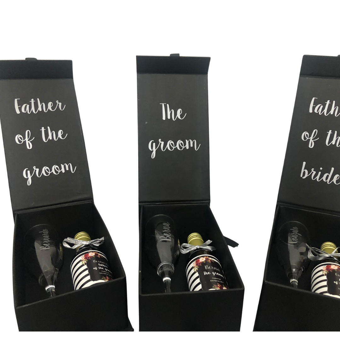 Caja copa y vino, vista de la copa personalizada
