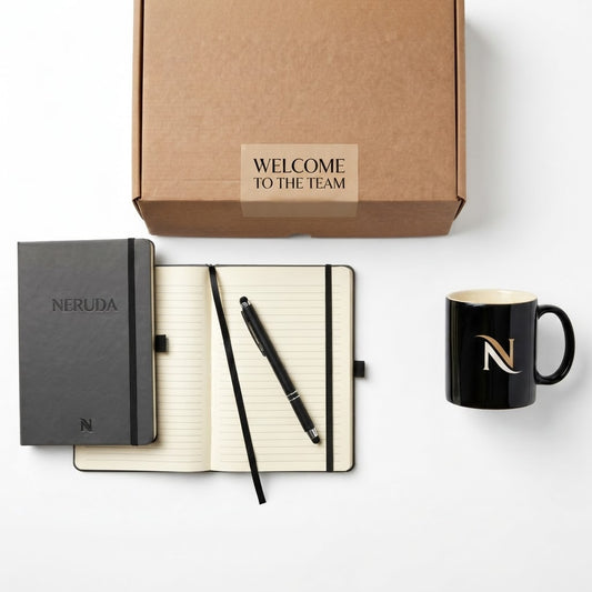 Kit 01 Bienvenida RH Esencial con libreta, taza y tarro personalizados, kit de bienvenida para nuevos colaboradores